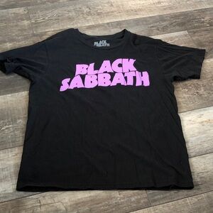 Black Sabbath Men's Black and Pink Graphic Tee